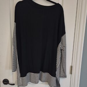 Black and White Striped Women's Top